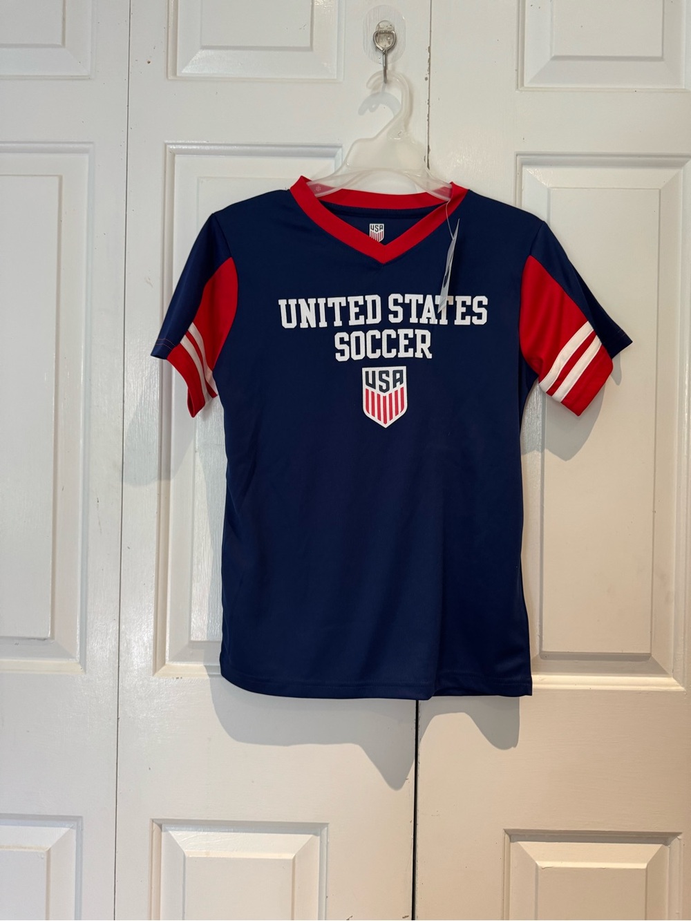 United States Soccer Kids Short Sleeve Tee Jersey  - Navy/Red size Large 12/14